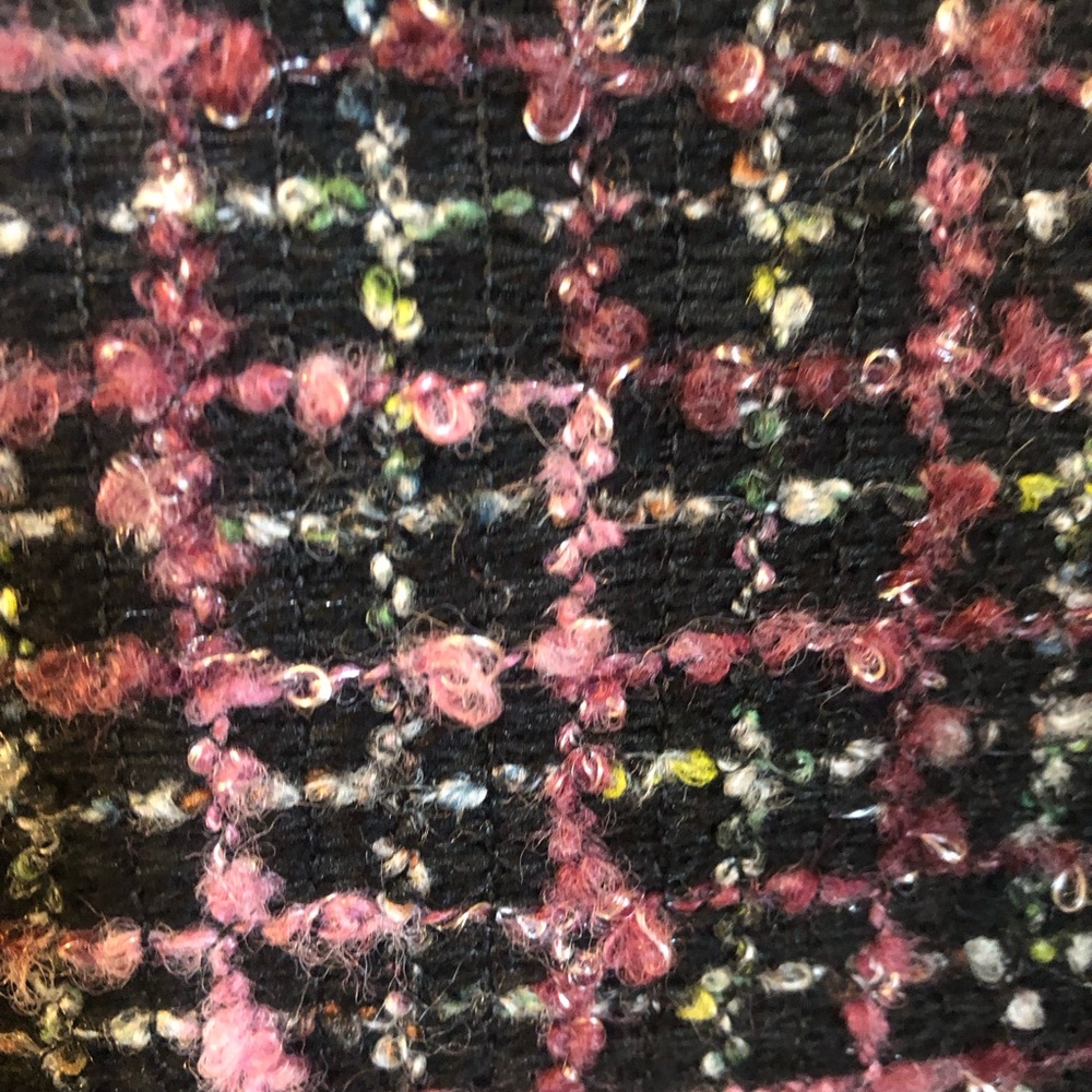 DS Essentials Rare Pink, Multi-Color Tweed Blazer black fur velvet trim Size 10 - Picture 8 of 13